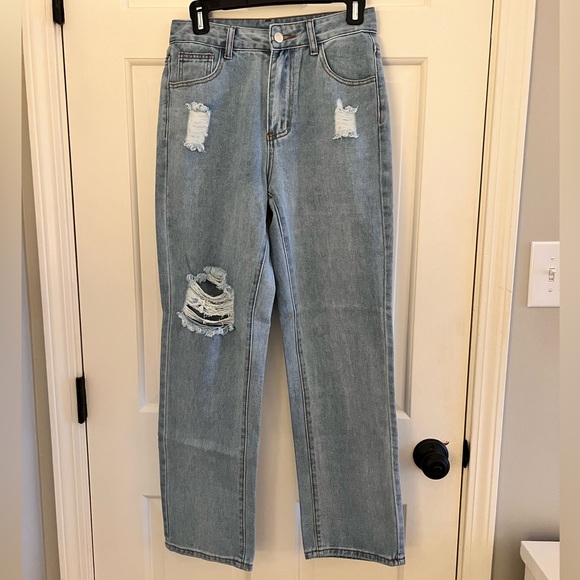 Shein Distressed Denim jeans women’s size small/4 - Picture 2 of 7